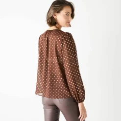 Chemisier imprimé pois doré, voile