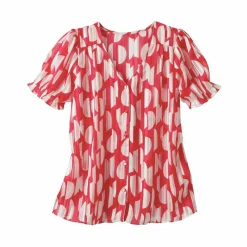 Chemisier manches blousantes imprimé bicolore, voile jacquard