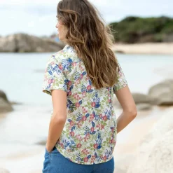 Chemisier manches courtes imprimé fleuri