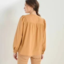Chemisier uni, voile de coton