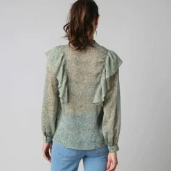 Chemisier volanté voile chiffon imprimé