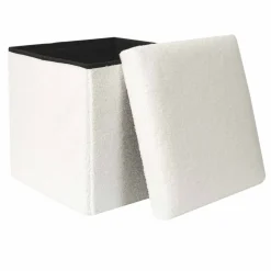 Coffre pouf en bouclette sherpa