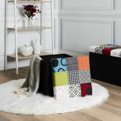 Coffre-pouf pliable patchwork