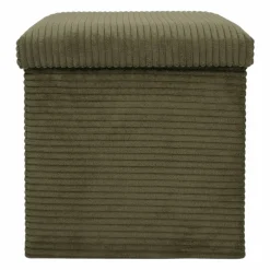 Coffre-pouf pliable, revêtement tissu côtelé
