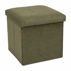 Coffre-pouf pliable, revêtement tissu côtelé