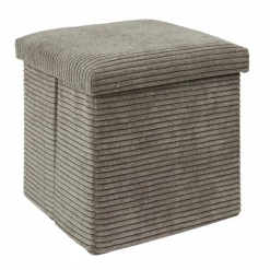 Coffre-pouf pliable, revêtement tissu côtelé