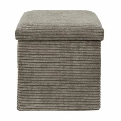 Coffre-pouf pliable, revêtement tissu côtelé