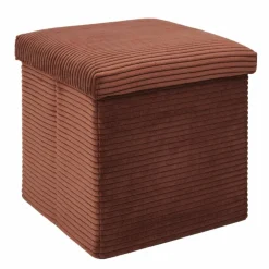 Coffre-pouf pliable, revêtement tissu côtelé