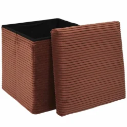 Coffre-pouf pliable, revêtement tissu côtelé
