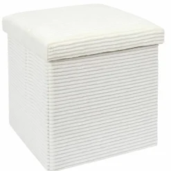 Coffre-pouf pliable, revêtement tissu côtelé