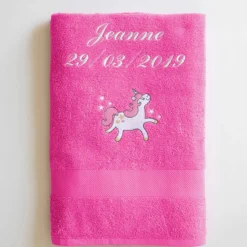 Collection éponge enfant brodée licorne personnalisable coton
