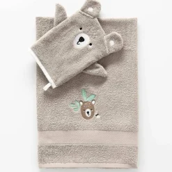 Collection éponge enfant brodée ourson coton - 380 g/m²