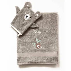 Collection éponge enfant brodée ourson personnalisable coton