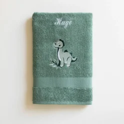 Collection éponge enfant brodée personnalisable dinosaure coton - 380g/m2
