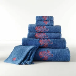 Collection serviettes de bain 420 g/m² brodées corail