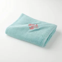 Collection serviettes de bain 420 g/m² brodées corail