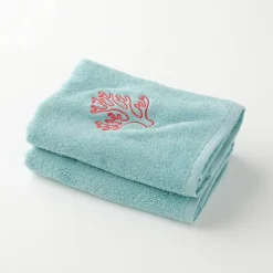 Collection serviettes de bain 420 g/m² brodées corail