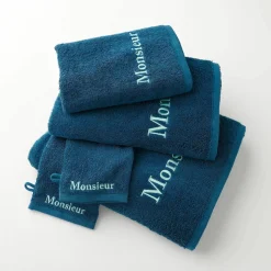 Collection serviettes de bain 420 g/m² brodées "MONSIEUR"