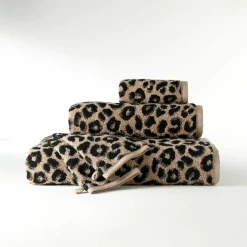Collection serviettes de bain jacquard motif peau de léopard 450 g/m2