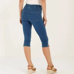 Corsaire fuselé ultra stretch, maille effet jean
