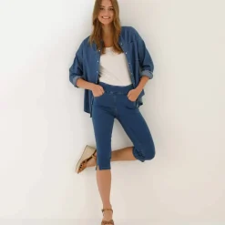 Corsaire fuselé ultra stretch, maille effet jean
