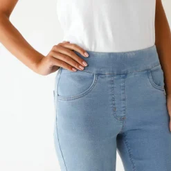 Corsaire fuselé ultra stretch, maille effet jean