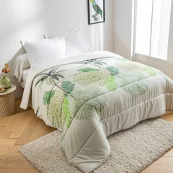 Couette microfibre imprimée feuilles tropicales 200 g/m²