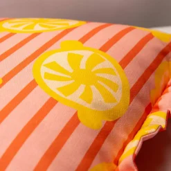 Coussin imprimé rayé et citrons