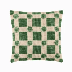 Coussin imprimé soleil et damier