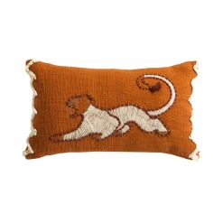 Coussin rectangulaire brodé tigre