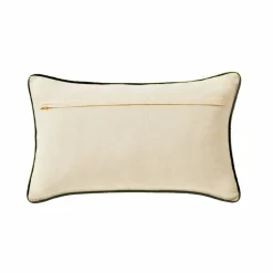 Coussin rectangulaire coton lin broderie fleurie