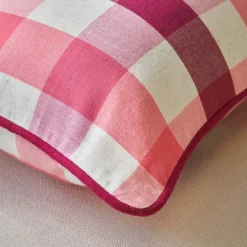 Coussin rectangulaire coton lin carreaux