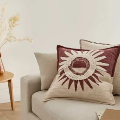 Coussin texturé motif soleil