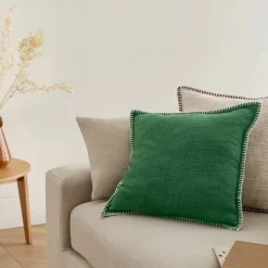 Coussin uni coton texturé