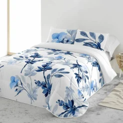 Couvre-lit matelassé imprimé Bleuet