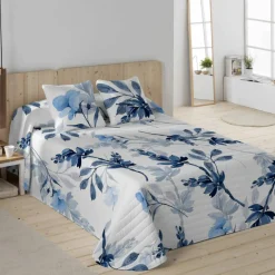 Couvre-lit matelassé imprimé Bleuet