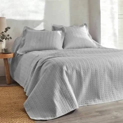 Couvre-lit matelassé microfibre motif géométrique