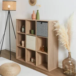 Cube de rangement pliable, tissage fantaisie