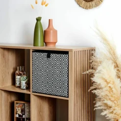 Cube de rangement pliable, tissage fantaisie