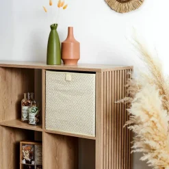 Cube de rangement pliable, tissage fantaisie