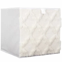 Cube de rangement pliable, tissu tufté