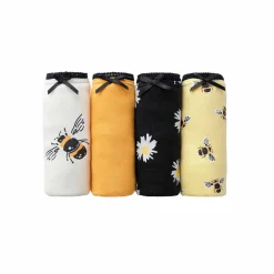 Culotte coton forme maxi imprimé motifs «abeilles» assortis – Lot de 4