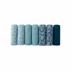 Culotte coton forme maxi unie bleue et imprimée pissenlit - lot de 7