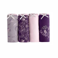 Culotte coton forme shorty imprimé motif floral assortis– Lot de 4