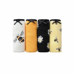 Culotte coton forme shorty imprimé motifs "abeilles" assortis– Lot de 4