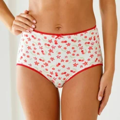 Culotte coton stretch forme maxi imprimé "cerises" - Lot de 4