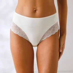 Culotte forme maxi coton uni stretch et dentelle - lot de 3