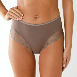Culotte forme maxi coton uni stretch et dentelle - lot de 3