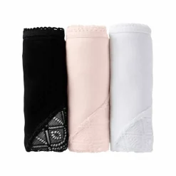 Culotte forme maxi coton uni stretch et dentelle - lot de 3
