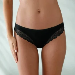 Culotte forme tanga en coton et dentelle - lot de 3